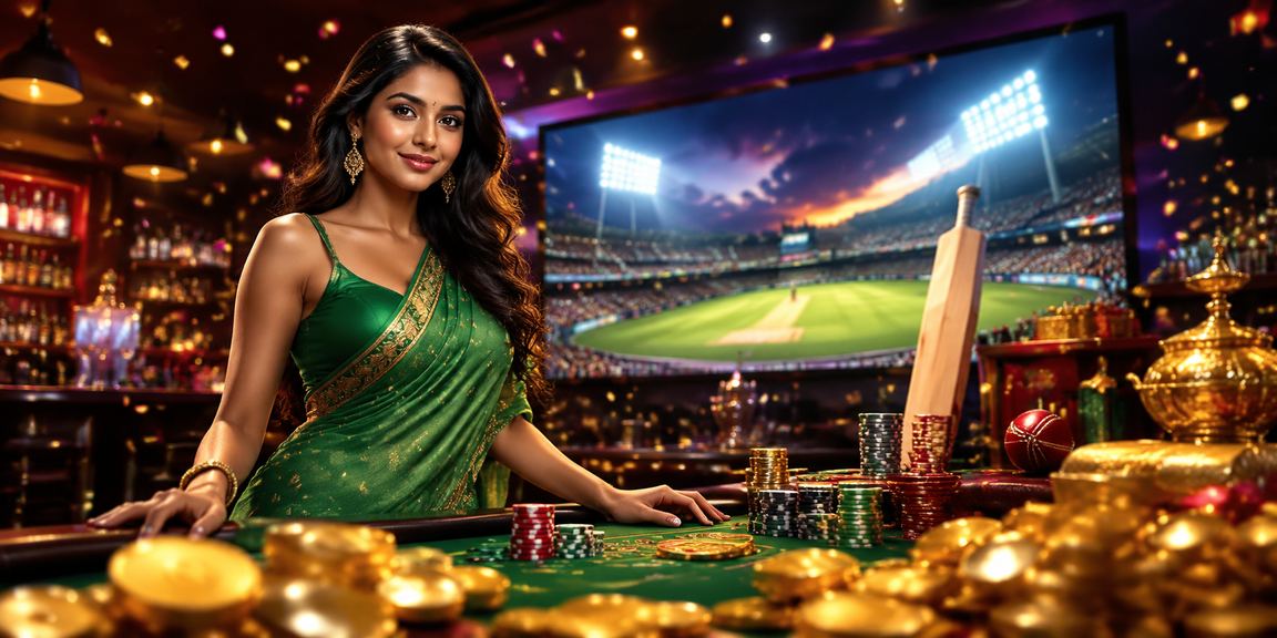Indian woman enjoying cricket betting on mobile